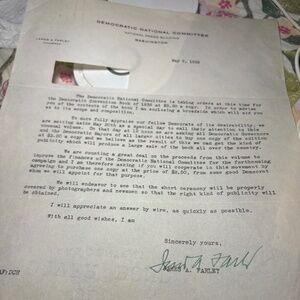 ✉️ James A. Farley — 1936 Signed Letter | DNC Chairman | FDR Roosevelt Campaign